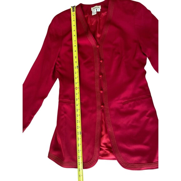 Vintage 80s Ann Taylor Silk Jacket Blazer Size 6 Red Lined Office Preppy - Picture 11 of 14